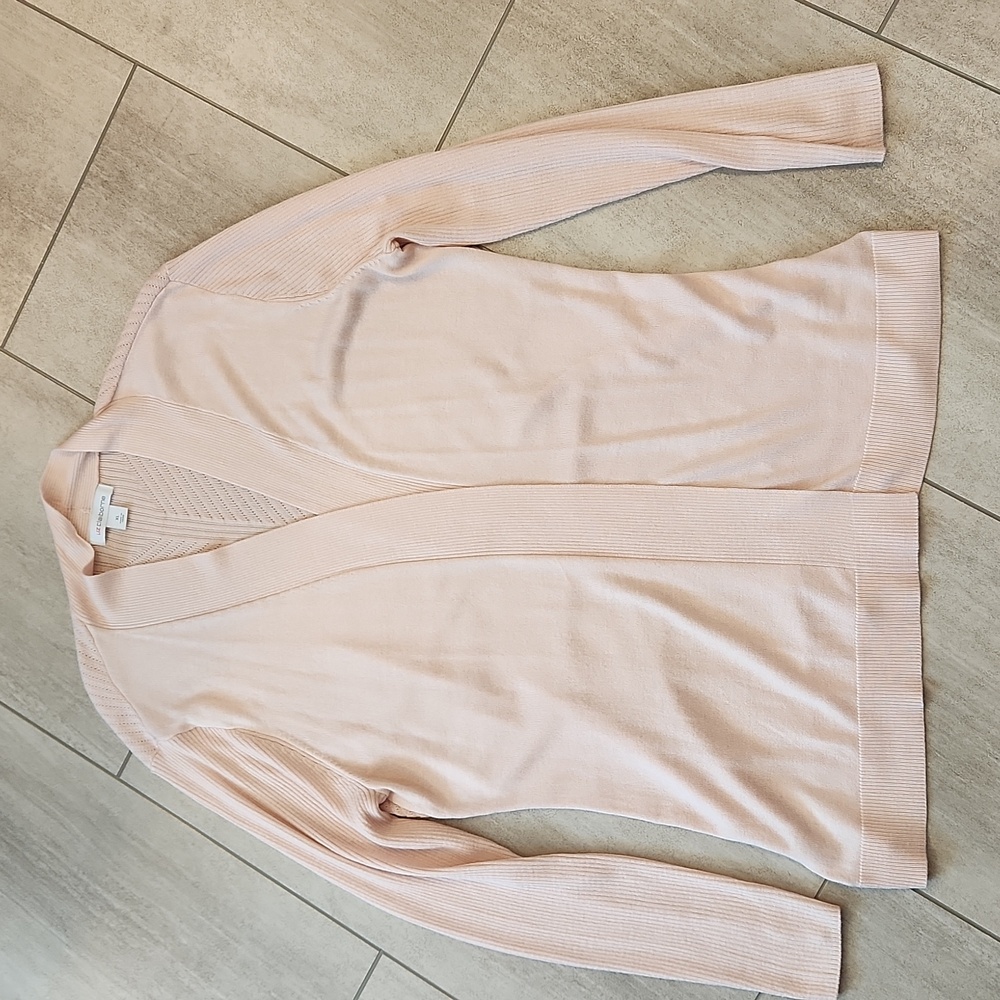 Liz Claiborne Pink Cardigan Sweater Soft Knit Textured Back And Sleeves Size XL